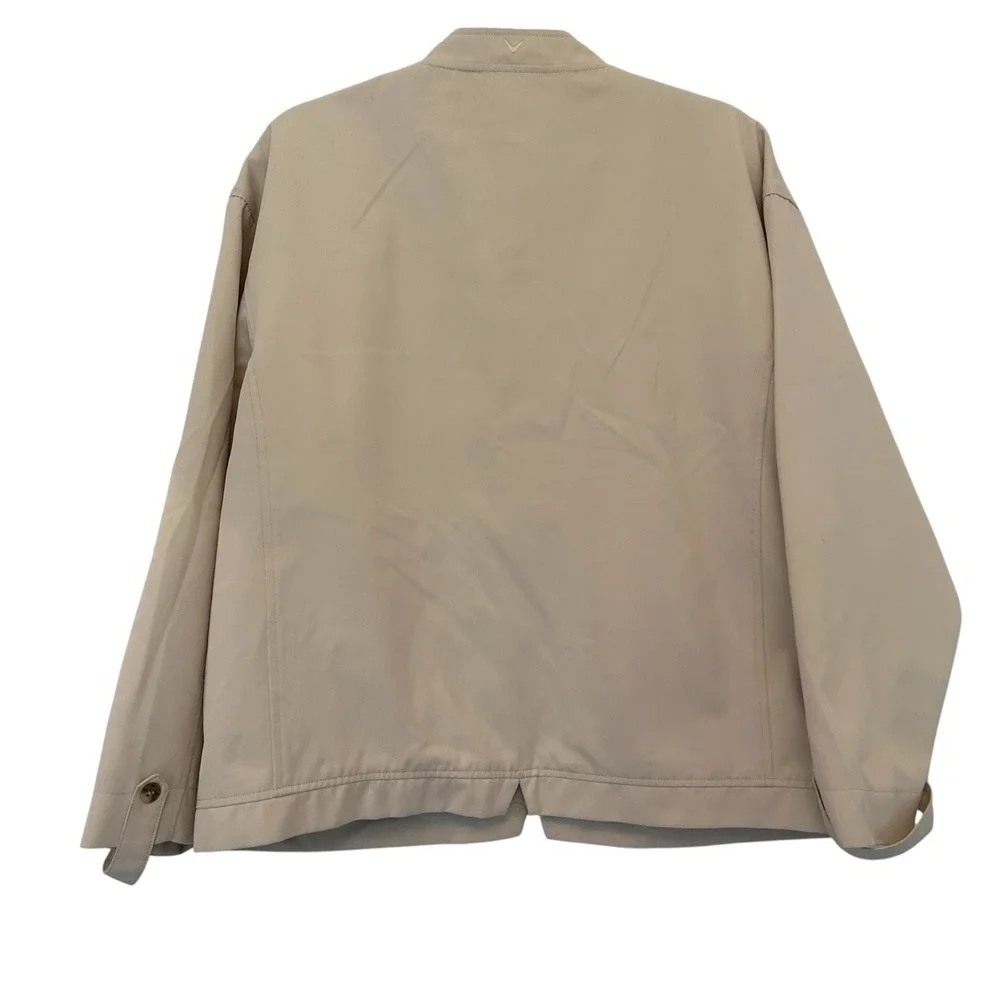 Callaway Jacket Mens Medium Tan Windbreaker Full Zip Mock Neck Outerwear Golf